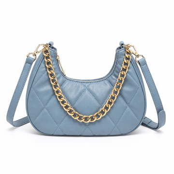 Stylish Quilted Chain Blue Shoulder Bag for Women.