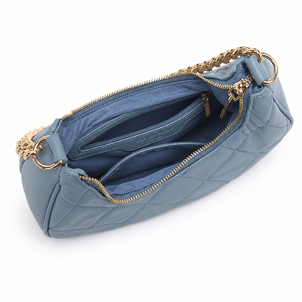 Stylish Quilted Chain Blue Shoulder Bag for Women.