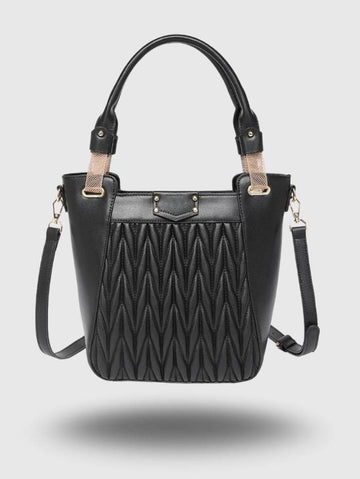 BLACK Women's Quilted Tote Handbag.