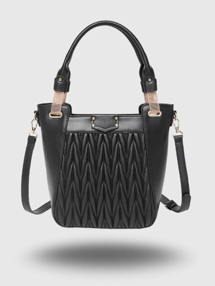 BLACK Women's Quilted Tote Handbag.