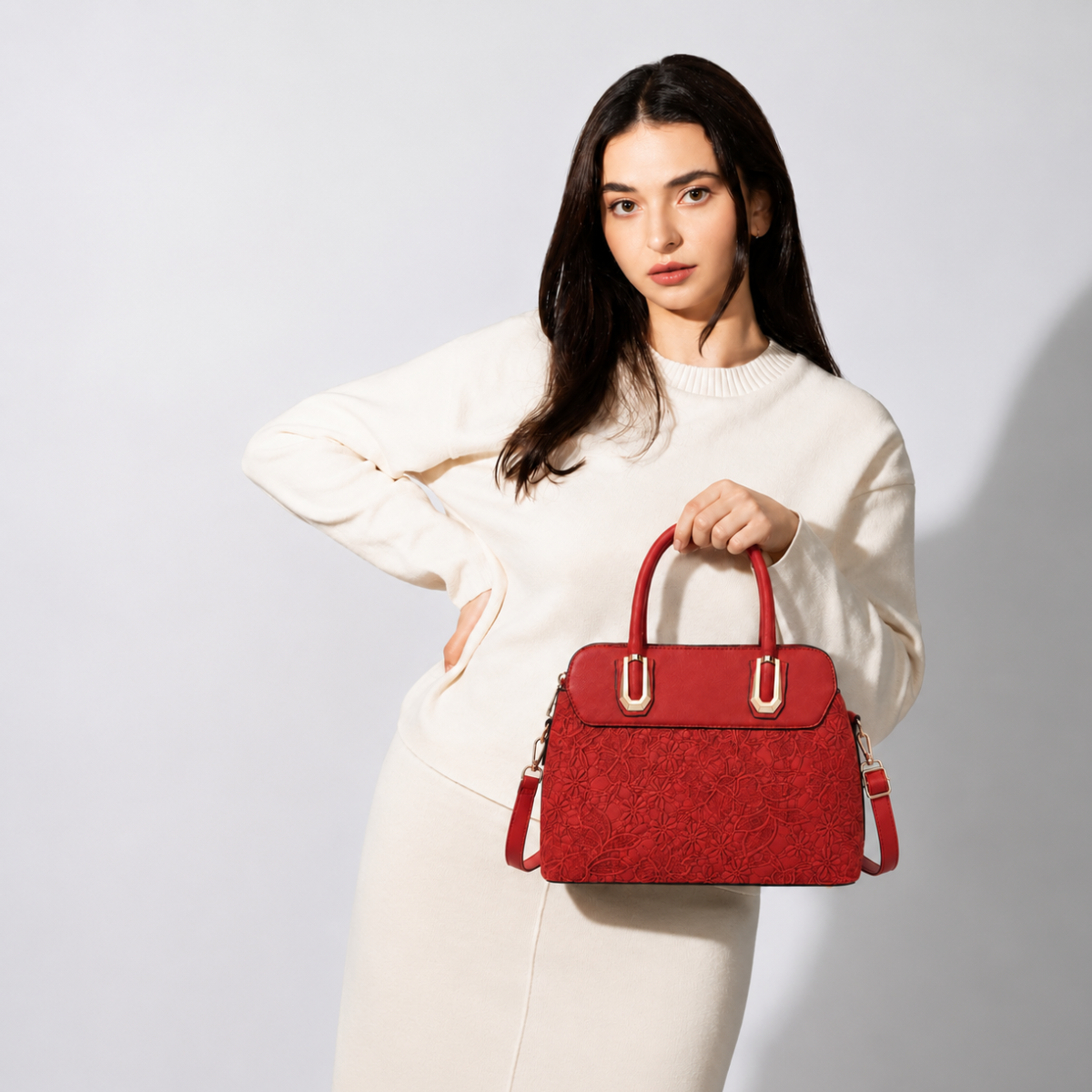 Premium Maroon Women Handbag with Adjustable Sling Strap