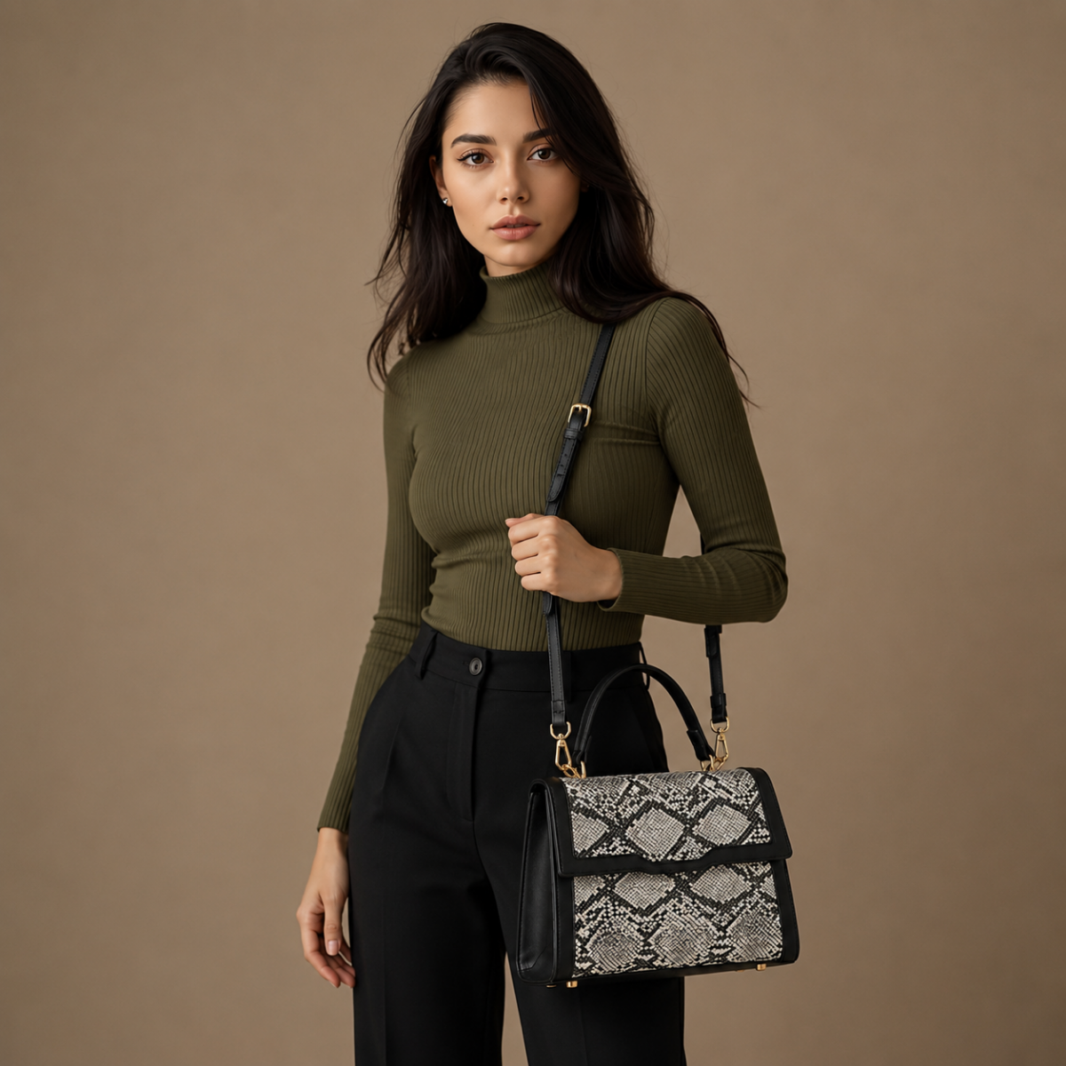 Premium Black Women Handbag with Adjustable Sling Strap