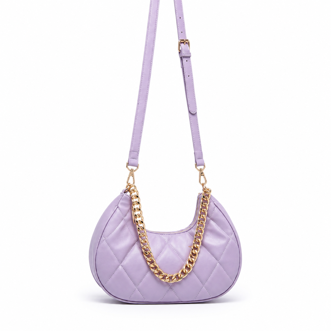 Stylish Quilted Chain Purple Shoulder Bag for Women.