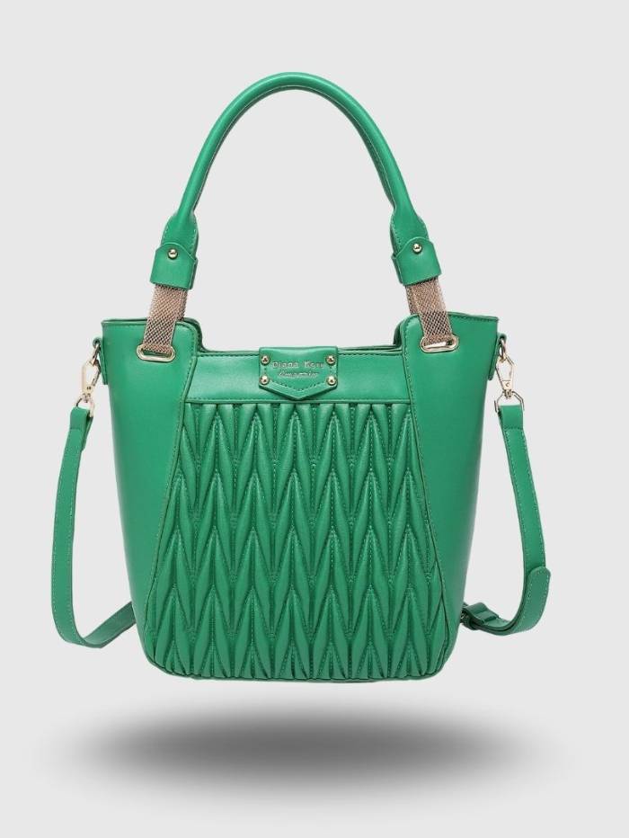 GREEN Women's Quilted Tote Handbag.