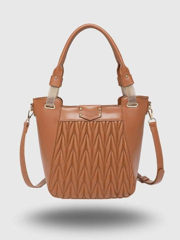 BROWN Women's Quilted Tote Handbag.