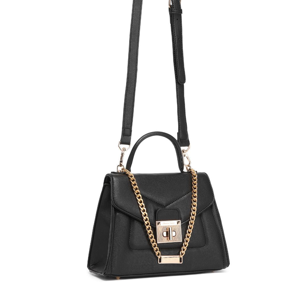 ELEGANT LOCK CHAIN STRUCTURED HANDBAG