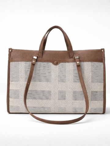 VELOURA COFFEE TEXTURED TOTE BAG FOR WOMEN