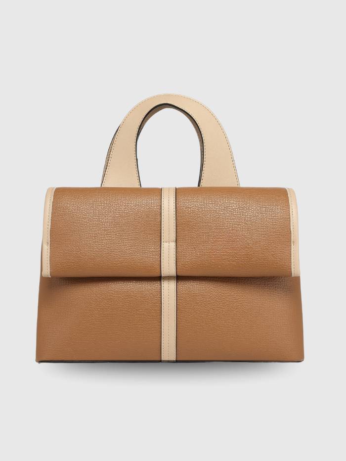 TAN Women's Elegant Top Handle Satchel Handbag.