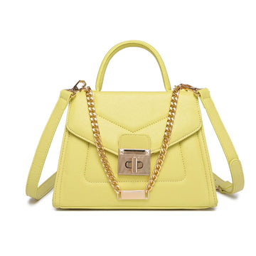Stylish Top Handle Chain Yellow Sling  Bag for Women.