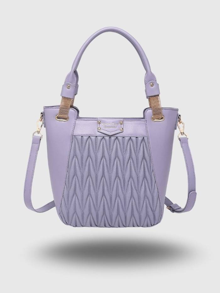 PURPLE Women's Quilted Tote Handbag.