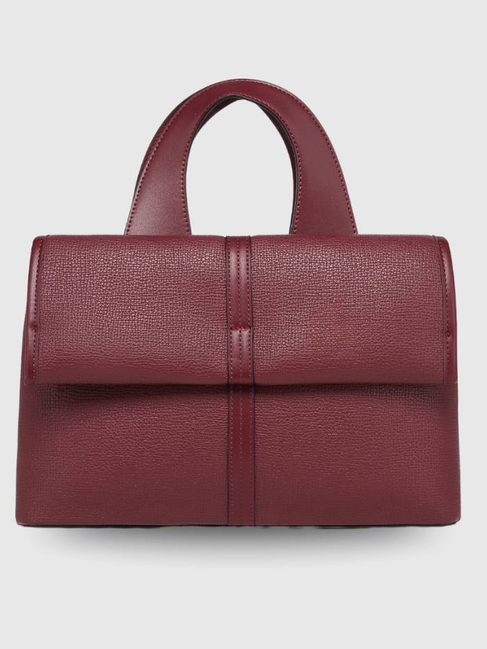 MAROON Women's Elegant Top Handle Satchel Handbag.