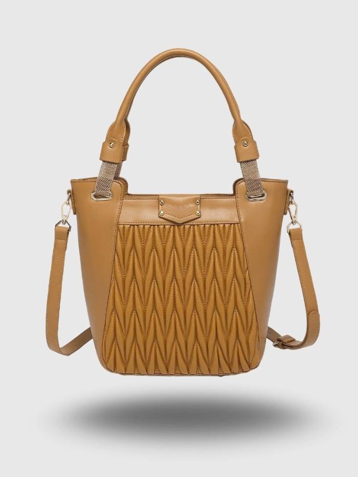 CAMEL Women's Quilted Tote Handbag.