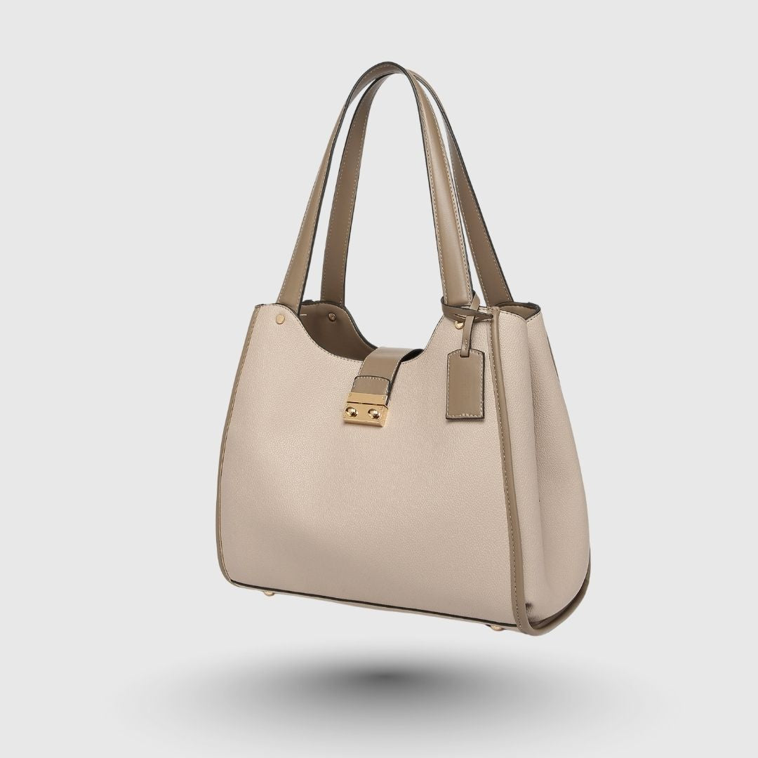 Elegant Dual Tone Shoulder Apricot Tote Bag for Women