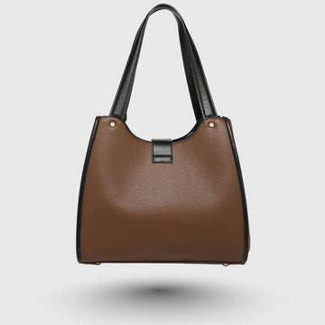 Elegant Dual Tone Shoulder Brown Tote Bag for Women