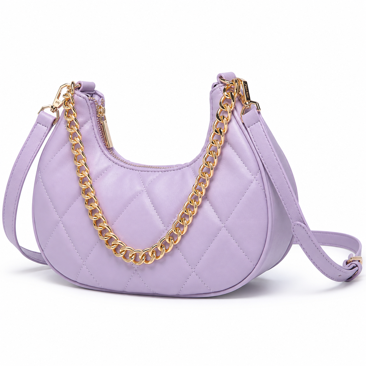 Stylish Quilted Chain Purple Shoulder Bag for Women.