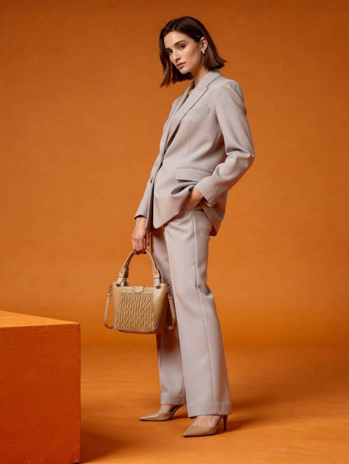 CAMEL Women's Quilted Tote Handbag.