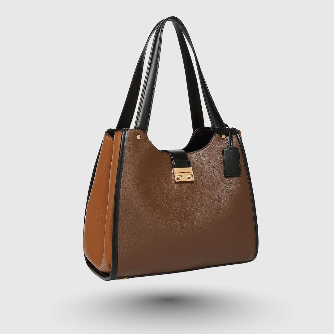 Elegant Dual Tone Shoulder Brown Tote Bag for Women