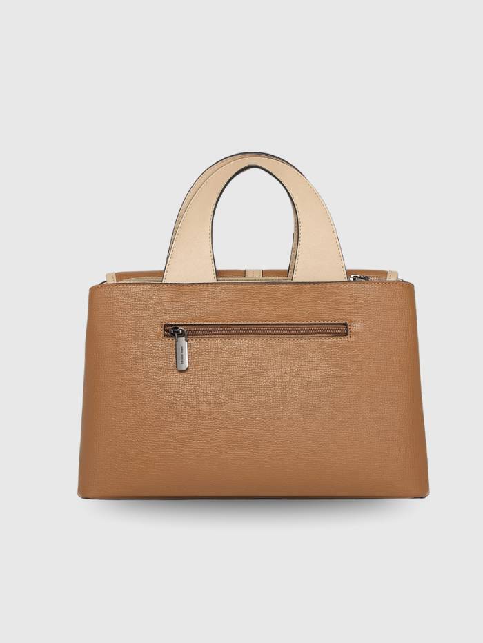 TAN Women's Elegant Top Handle Satchel Handbag.