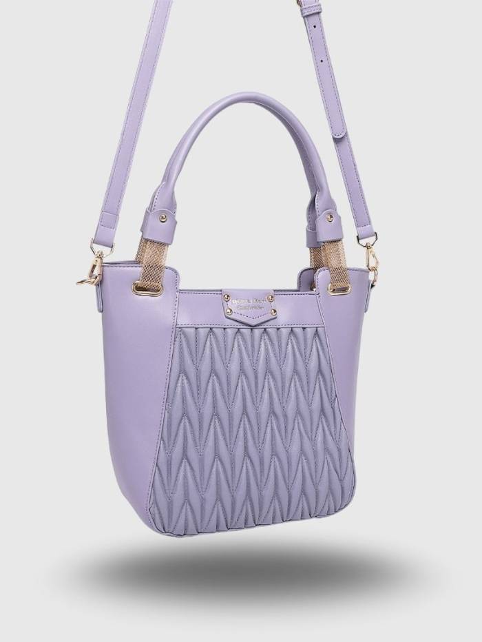 PURPLE Women's Quilted Tote Handbag.