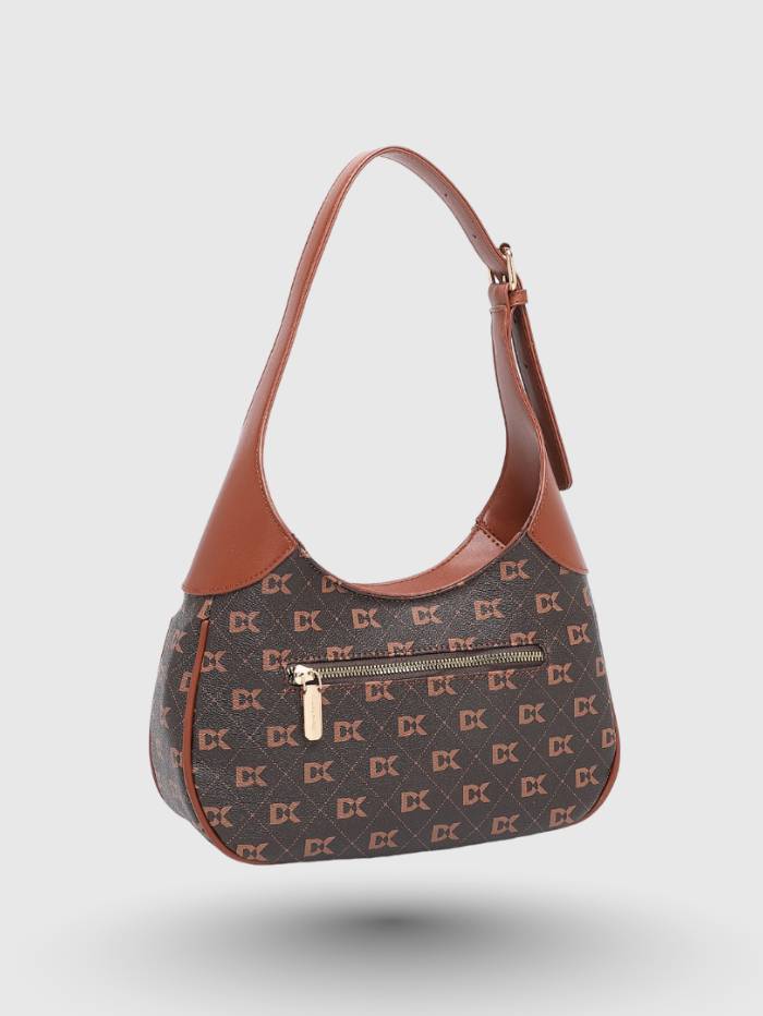 COFFEE Women's Monogram Hobo Shoulder Bag.