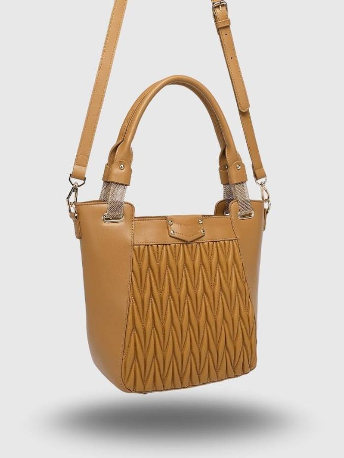 CAMEL Women's Quilted Tote Handbag.