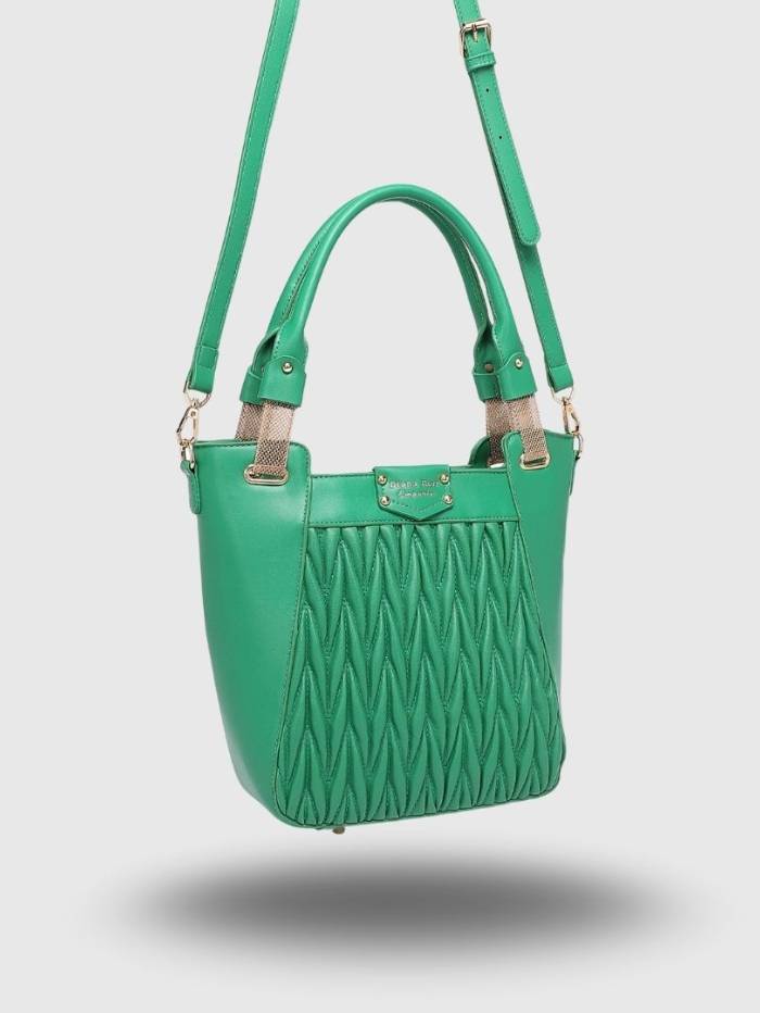 GREEN Women's Quilted Tote Handbag.