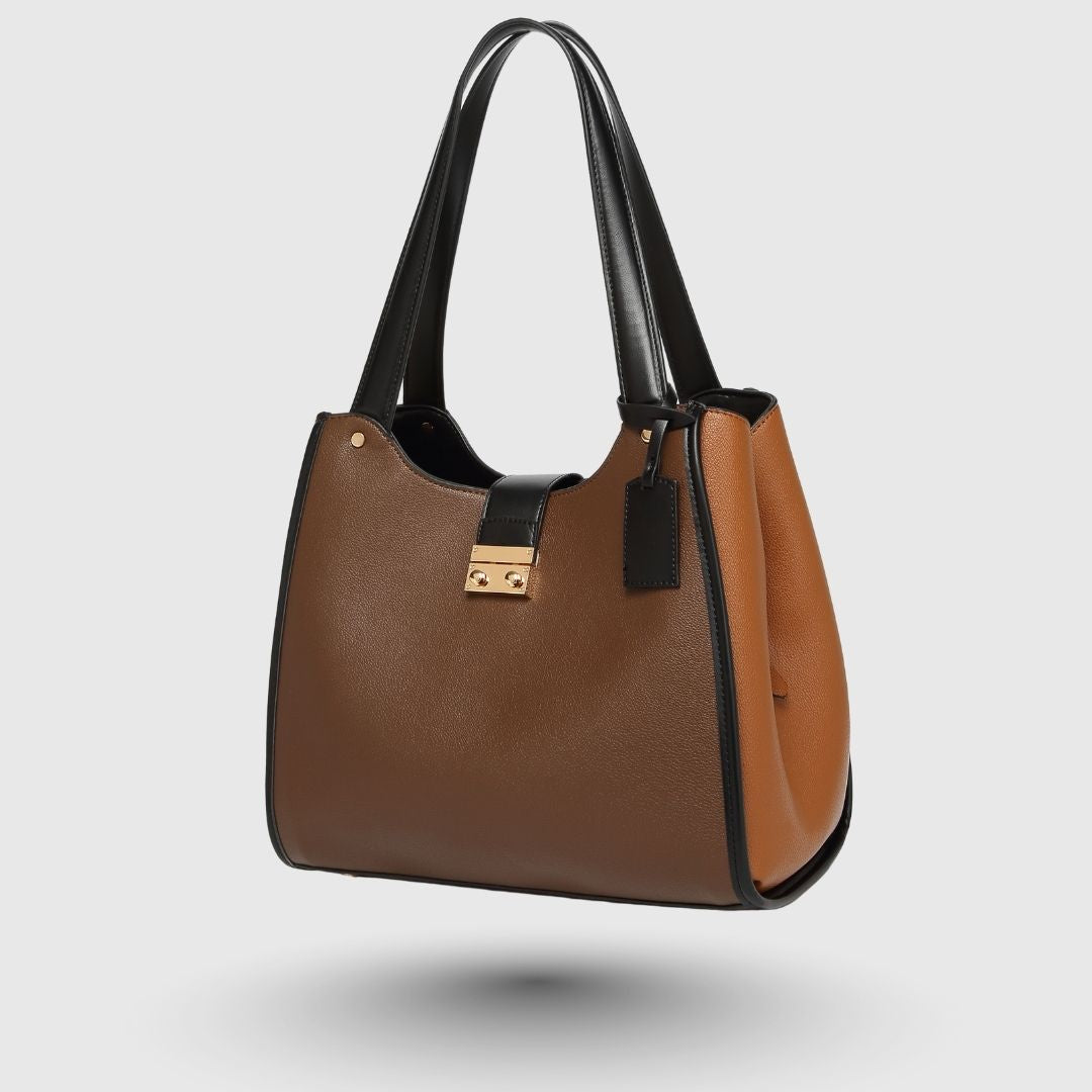 Elegant Dual Tone Shoulder Brown Tote Bag for Women