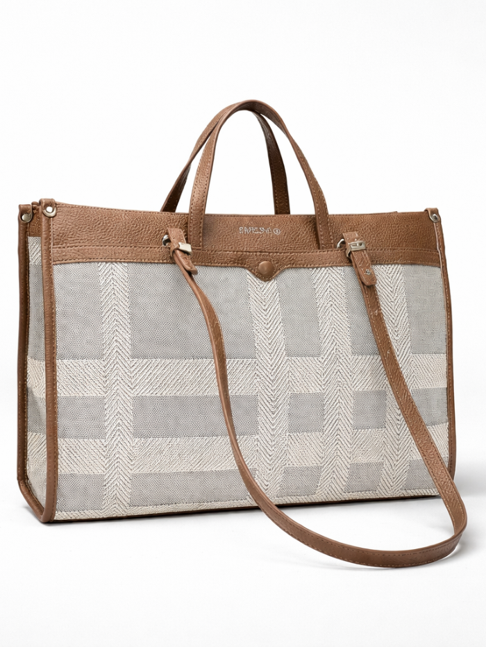 VELOURA COFFEE TEXTURED TOTE BAG FOR WOMEN