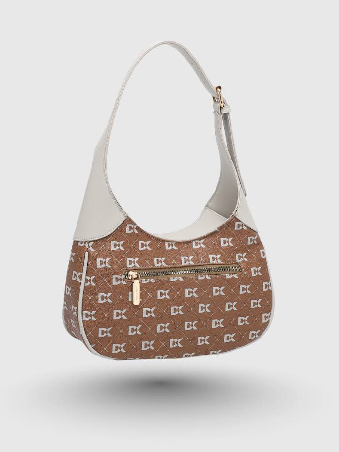 BROWN Women's Monogram Hobo Shoulder Bag.