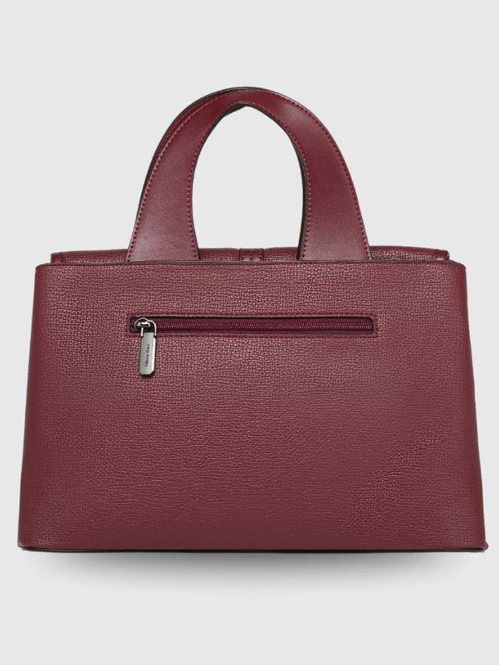 MAROON Women's Elegant Top Handle Satchel Handbag.
