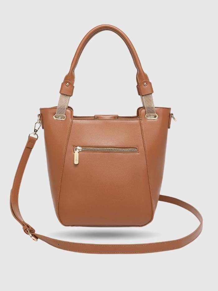 BROWN Women's Quilted Tote Handbag.
