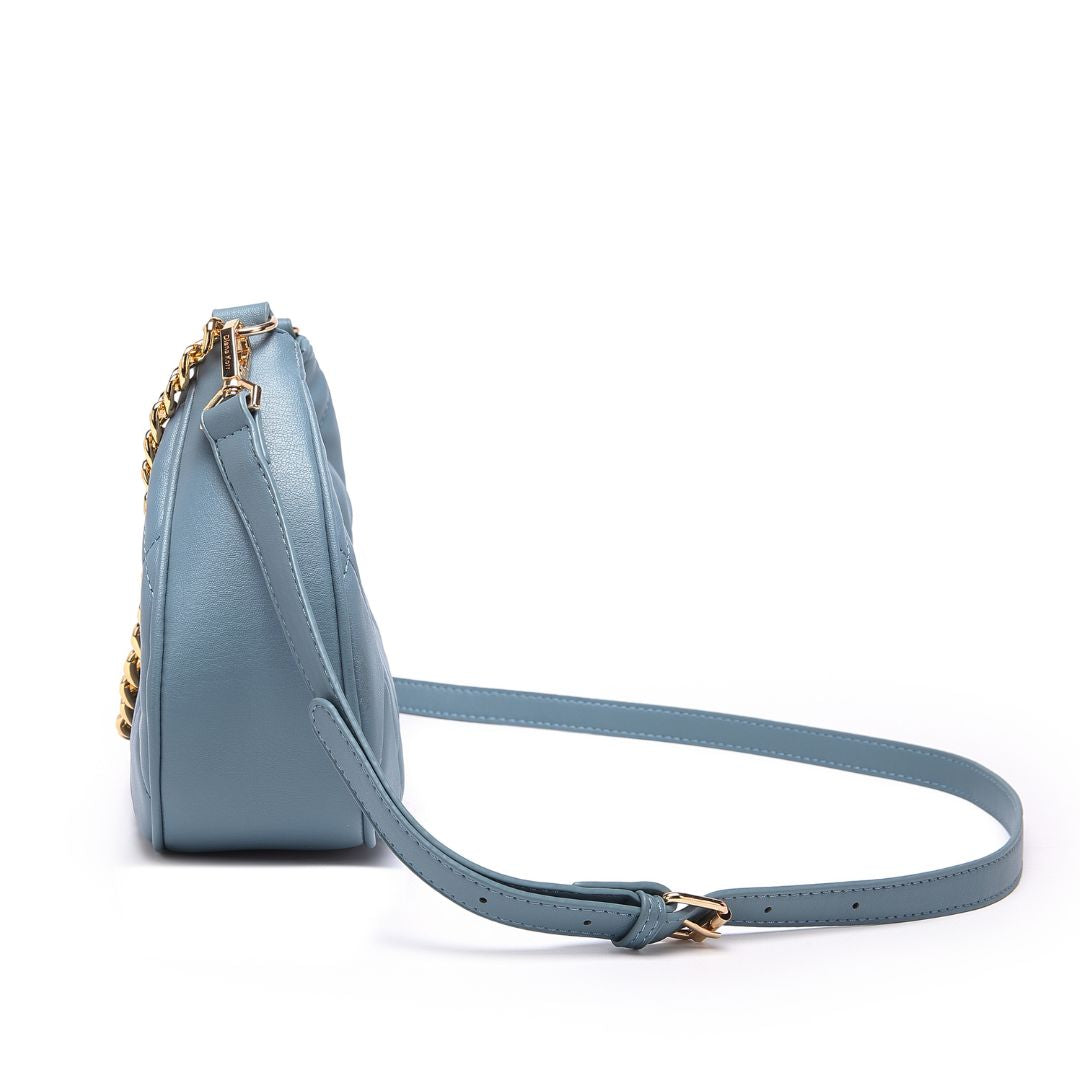 Stylish Quilted Chain Blue Shoulder Bag for Women.