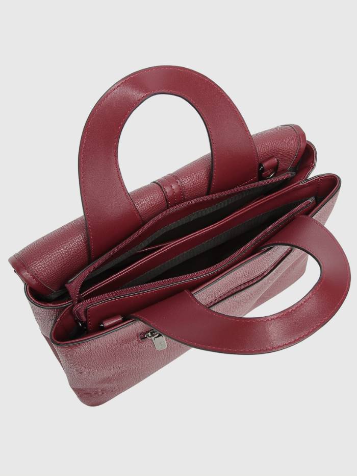 MAROON Women's Elegant Top Handle Satchel Handbag.