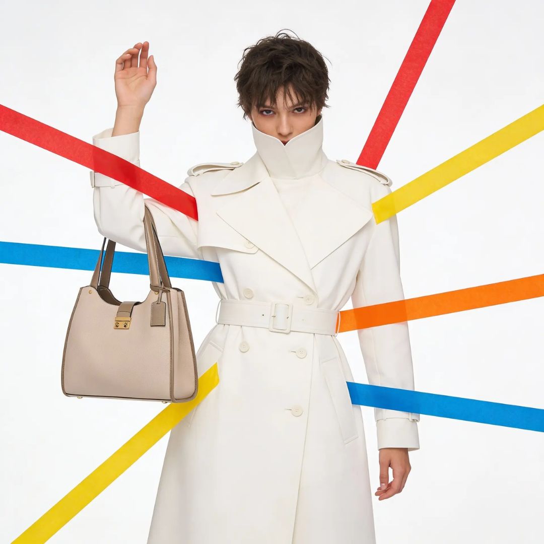 Elegant Dual Tone Shoulder Apricot Tote Bag for Women