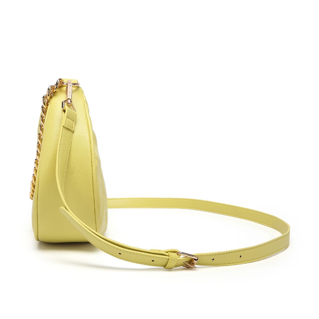 Stylish Quilted Chain Yellow Shoulder  Bag for Women.