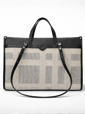 VELOURA BLACK TEXTURED TOTE BAG FOR WOMEN