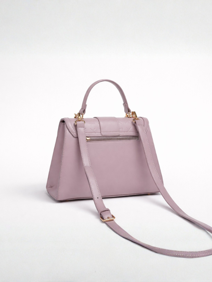 ELEGANT PURPLE LOCK CHAIN STRUCTURED HANDBAG