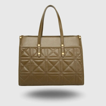 Elegant Quilted  Green Tote Bag for Women with Mini Pouch