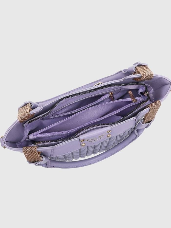 PURPLE Women's Quilted Tote Handbag.