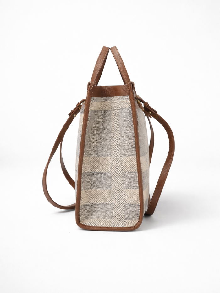 VELOURA COFFEE TEXTURED TOTE BAG FOR WOMEN
