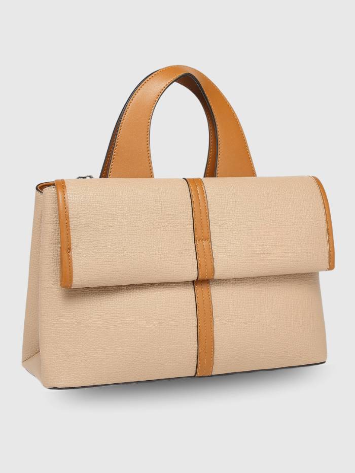 BEIGE Women's Elegant Top Handle Satchel Handbag.