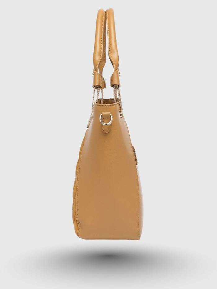 CAMEL Women's Quilted Tote Handbag.