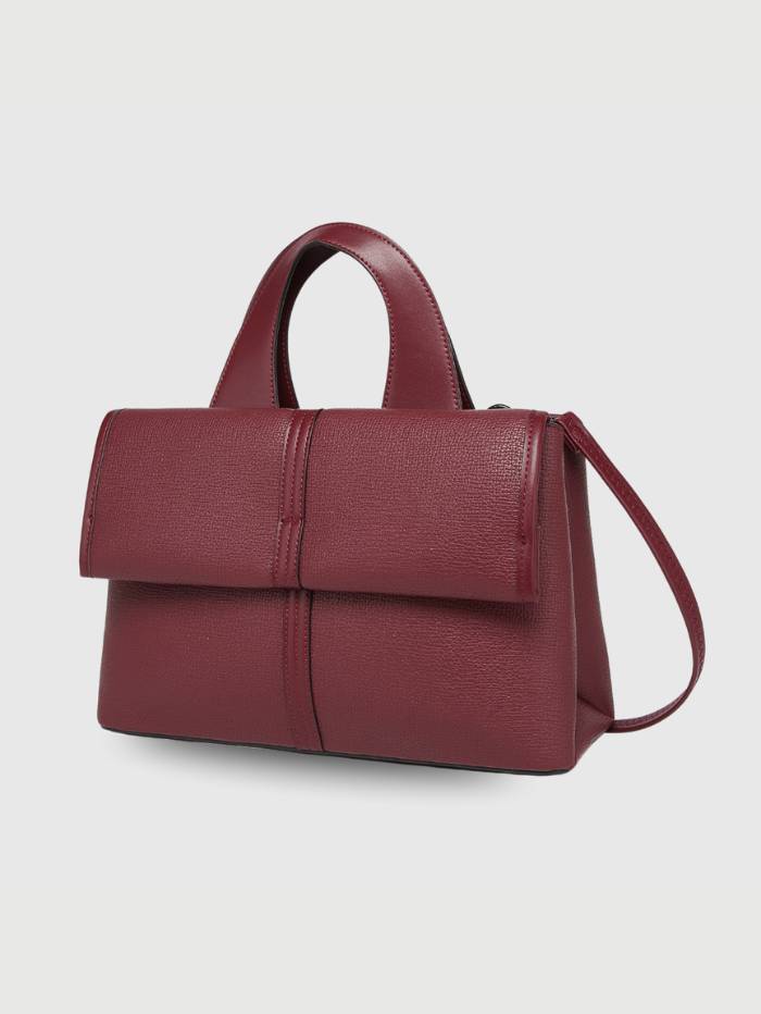 MAROON Women's Elegant Top Handle Satchel Handbag.