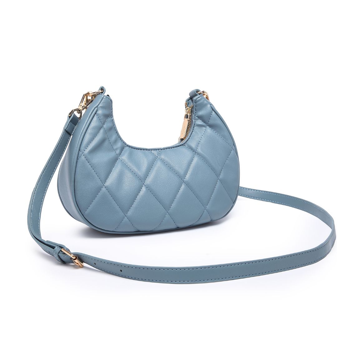 Stylish Quilted Chain Blue Shoulder Bag for Women.