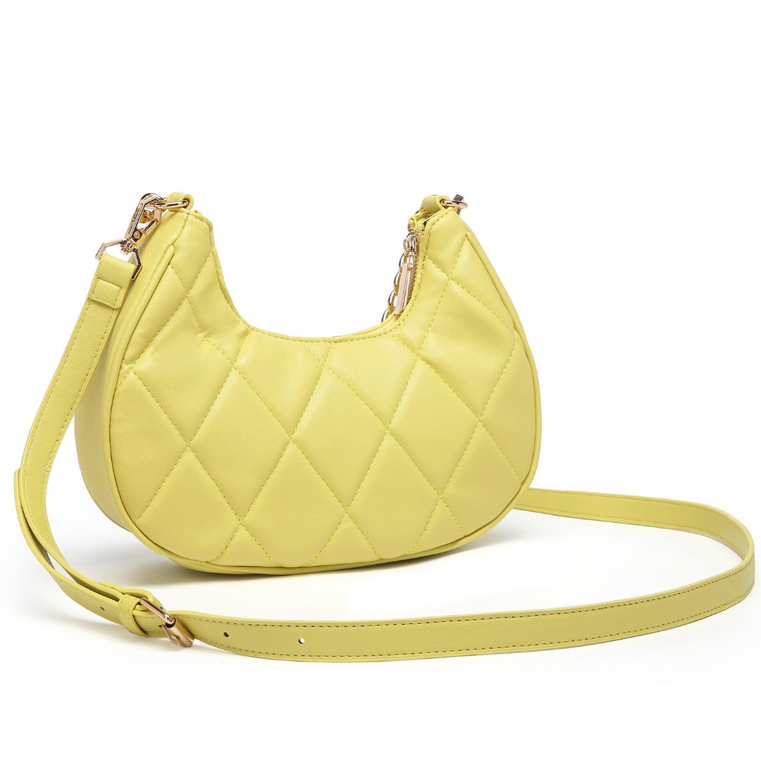 Stylish Quilted Chain Yellow Shoulder  Bag for Women.