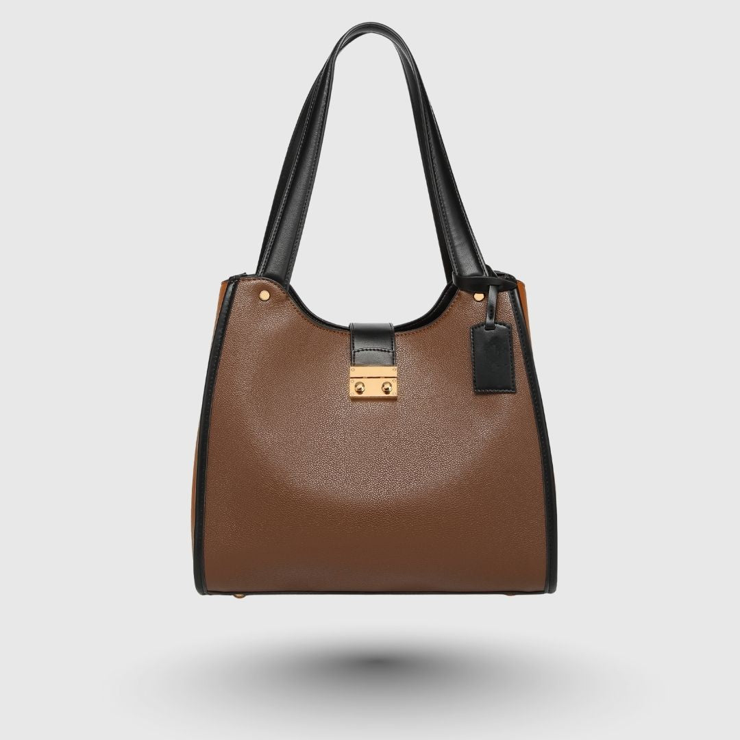 Elegant Dual Tone Shoulder Brown Tote Bag for Women