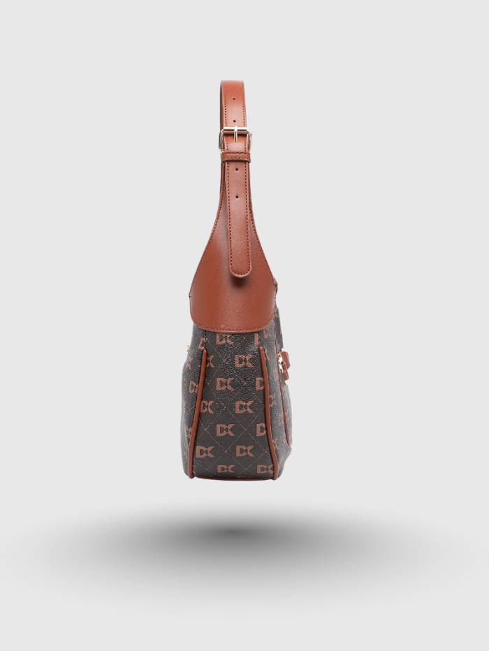 COFFEE Women's Monogram Hobo Shoulder Bag.
