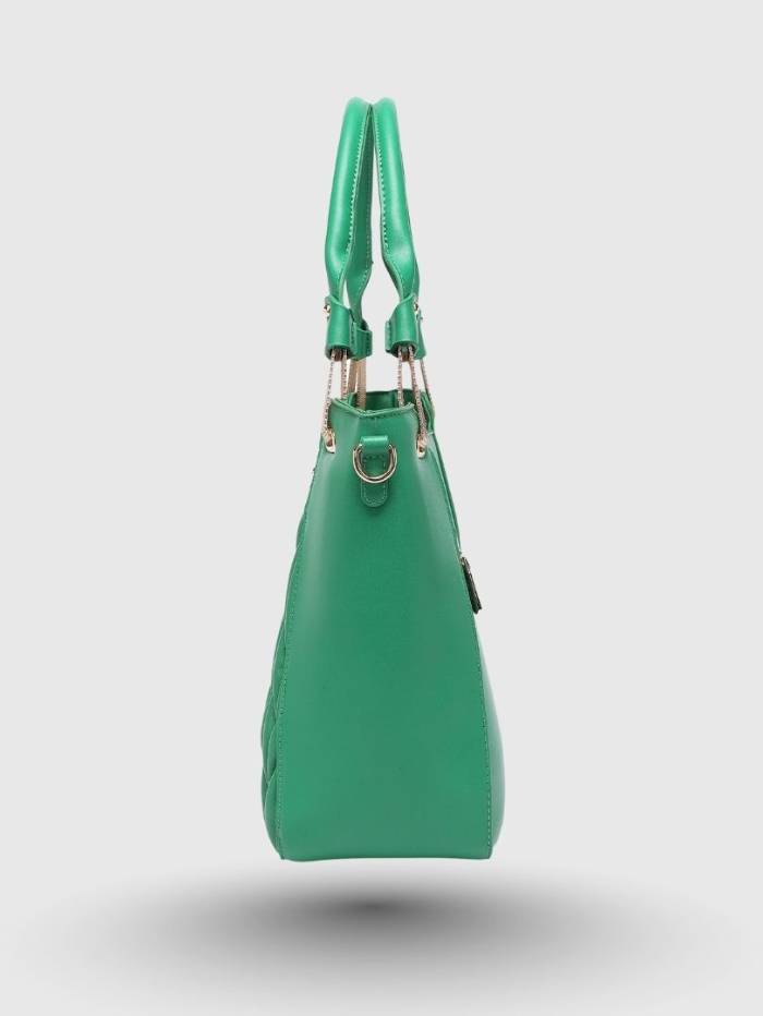 GREEN Women's Quilted Tote Handbag.