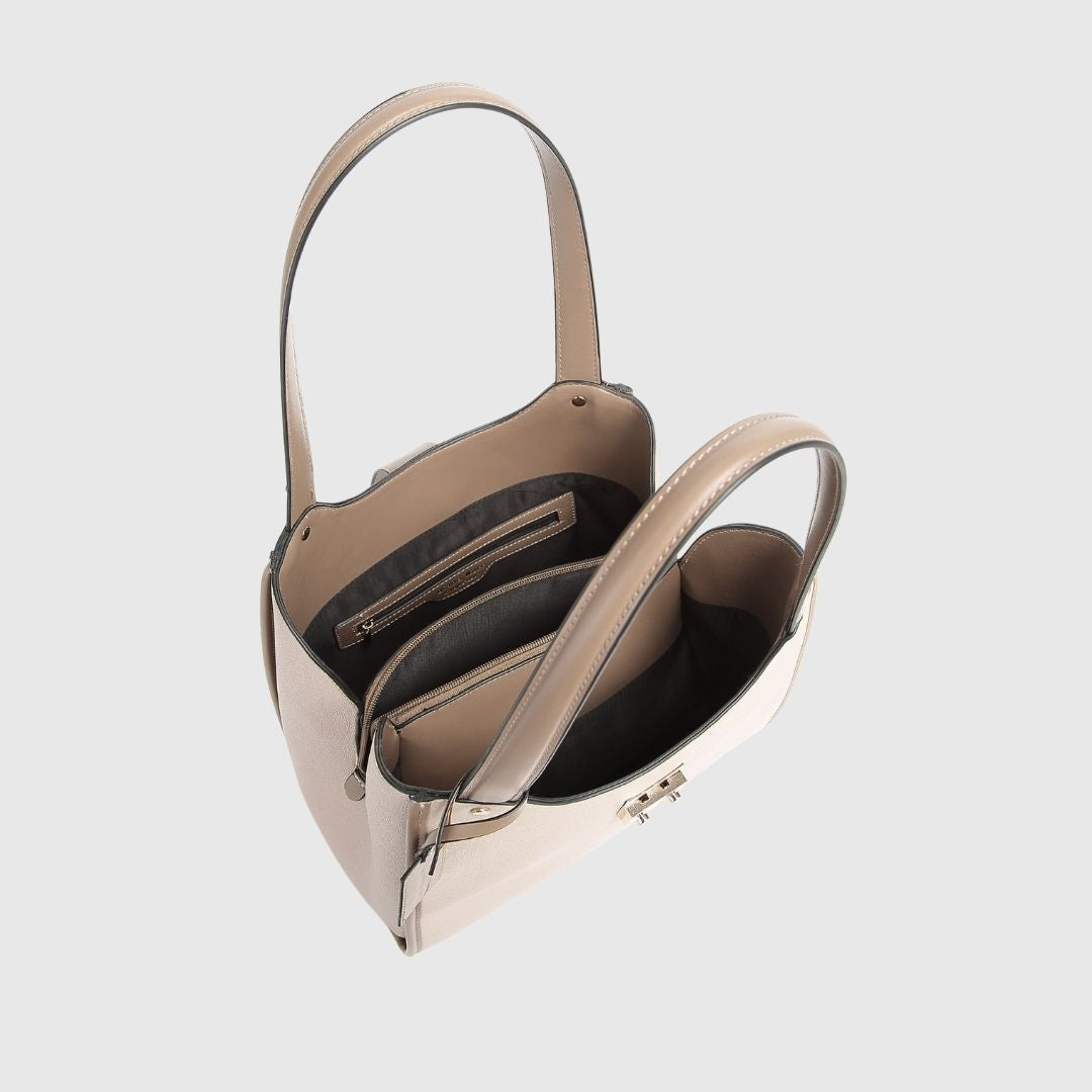 Elegant Dual Tone Shoulder Apricot Tote Bag for Women
