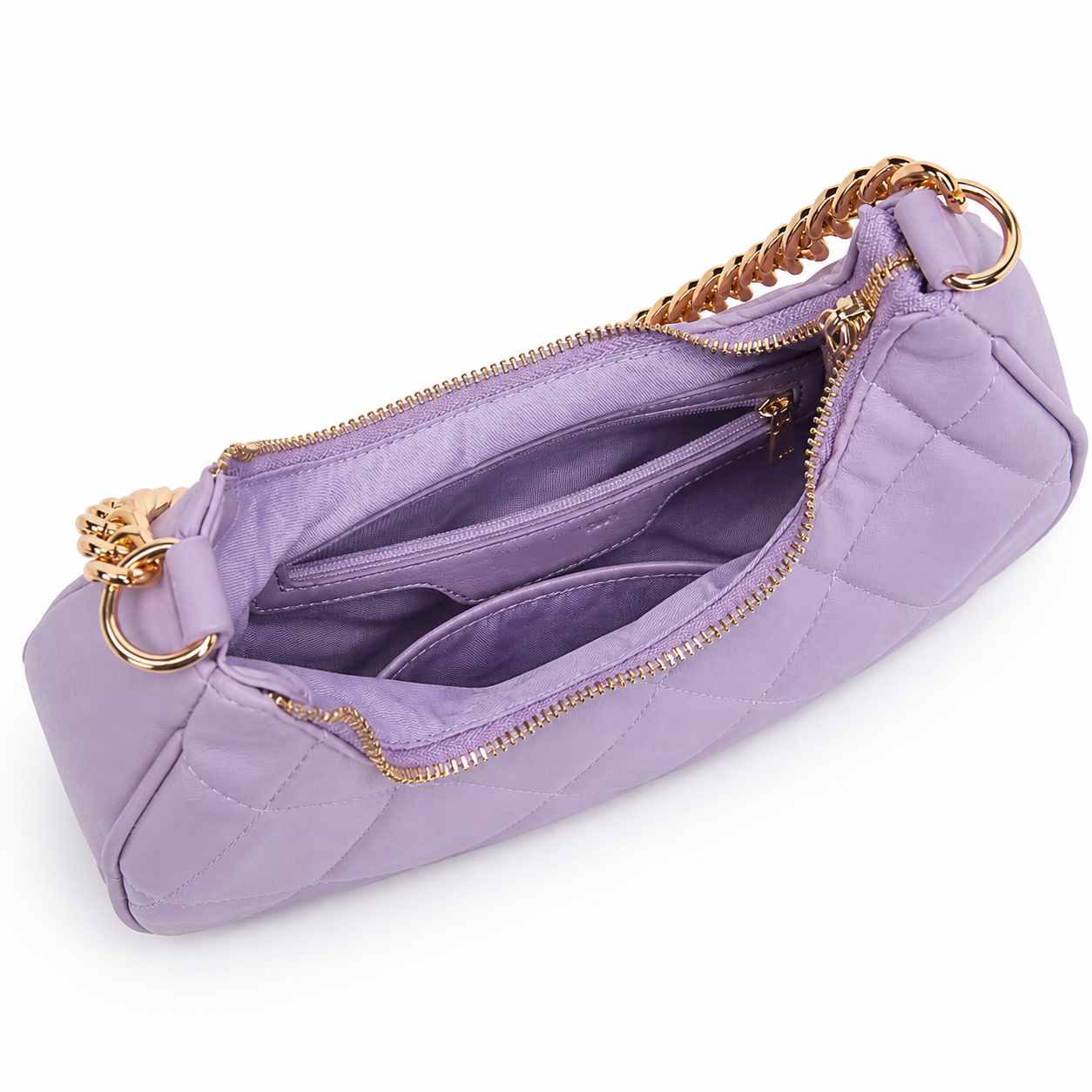 Stylish Quilted Chain Purple Shoulder Bag for Women.